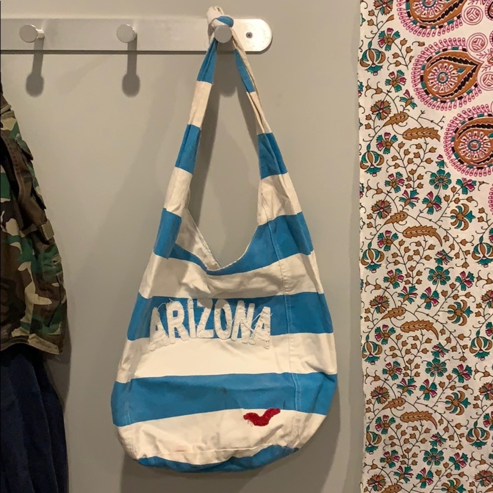 A striped tote
